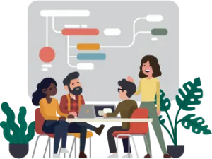 illustration of individual presenting to a group